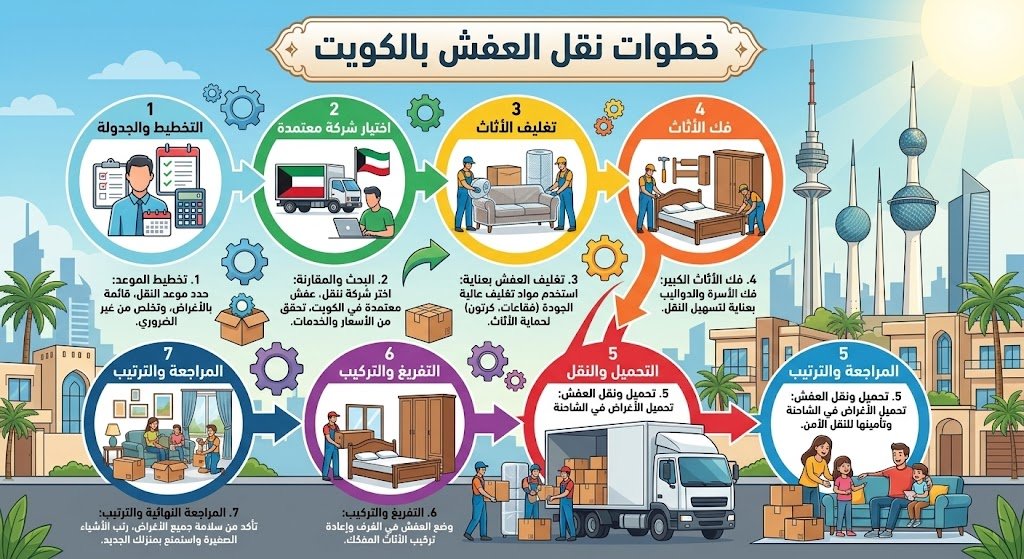 دليلك الشامل: 10 خطوات تجعل عملية نقل العفش بالكويت سهلة وآمنة